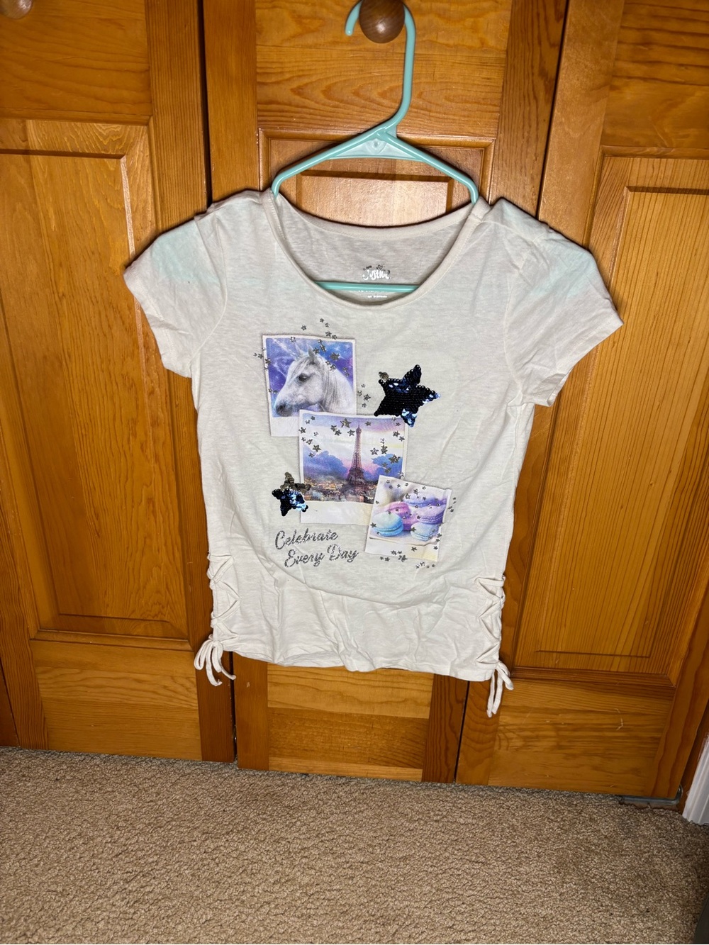 Justice Cream Tee with Subtle Mint Graphic